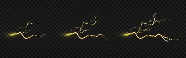 Lightning strike animation, electric discharge vector