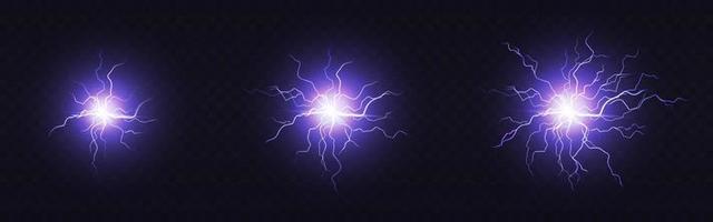 Electric ball, round lightning, blue thunderbolt vector