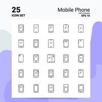 25 Mobile Phone Icon Set 100 Editable EPS 10 Files Business Logo Concept Ideas Line icon design vector