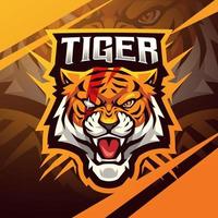 Tiger head esport mascot logo design vector