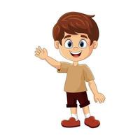 Vector cartoon cute boy waving hand