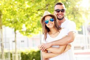 Happy couple in the park photo