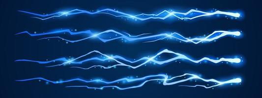 Blue lightnings, thunderbolt strikes at night vector