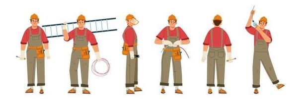 Electrician worker, repair technician, engineer vector