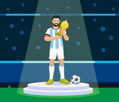 illustration of Argentina soccer team holding Trophy Champion winner cartoon vector