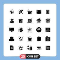 Group of 25 Solid Glyphs Signs and Symbols for oil gasoline wifi education book Editable Vector Design Elements