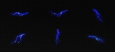 Lightning effect blue small thunderstorm strikes vector