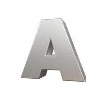 steel text effect letter A. 3d render png