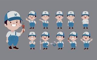 Set of plumber with different poses vector