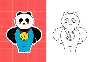 colouring page of panda family for toddler vector