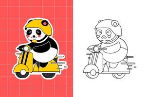 colouring page of panda family for toddler vector