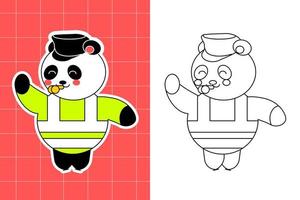 colouring page of panda family for toddler vector