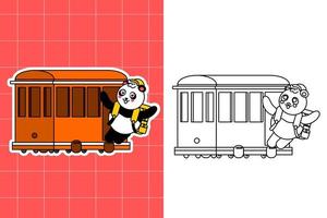 colouring page of panda family for toddler vector