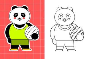 colouring page of panda family for toddler vector