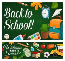 Welcome Back to school, education study supplies vector