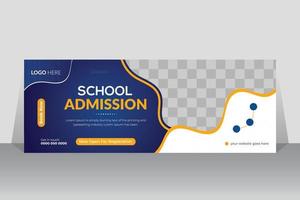 Kids School Admission Timeline Cover and Web Banner Design Template, Back to School Social Media Poster Template vector