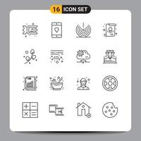 Group of 16 Outlines Signs and Symbols for egg school air diploma wifi Editable Vector Design Elements