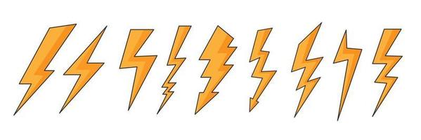 lightning bolt or thunder icons set. Vector illustration