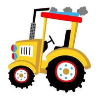 Vector cartoon illustration of yellow tractor