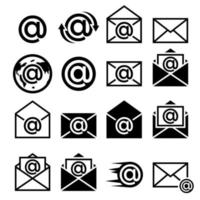 E-mail icons set on white background vector