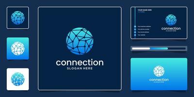 Abstract network connection with circle technology symbol for world, global, sphere. vector