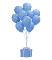 3d rendering. Gift box with balloon isolated on transparent background PNG file