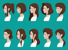 avatar hair style woman side view vector