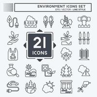 Icon Set Environment. related to Environment symbol. line style. simple illustration. conservation. earth. clean vector