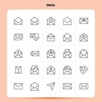 OutLine 25 Email Icon set Vector Line Style Design Black Icons Set Linear pictogram pack Web and Mobile Business ideas design Vector Illustration