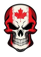 canada flag painted on skull vector