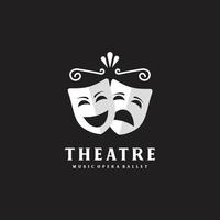 Comedy and tragedy theatrical masks. Theatre or drama school logo design symbol vector