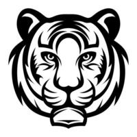 Tiger Head vector black and white logo design illustration template