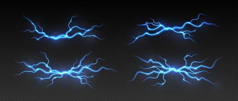 Thunderstorm lightning, thunderbolt strike, realistic electric zipper, blue lightning bolt vector