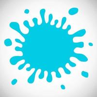 Blue Hand Drawn Paint Splash with small splashes and shadows. Vector illustration