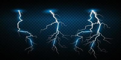 Blue Lightning magical and bright light effect. Thunderstorm with lightning vector