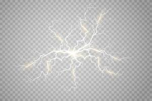 Lightning magical and bright light effect. Thunderstorm with lightning vector