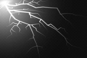 Set of lightning magical and bright light effect. Thunderstorm with lightning and clouds. Vector illustration. Discharge electrical current. Charge current. natural phenomena.