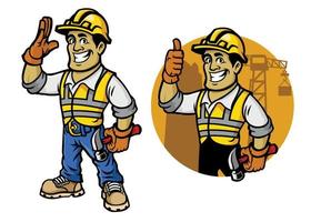 cartoon of construction worker vector