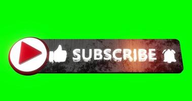 Subscribe button with reveal animation on green screen. Subscribe text on metal surface bar. video