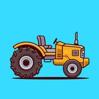 Tractor Farm Cartoon Vector Icon Illustration. Farm Transportation Icon Concept Isolated Premium Vector. Flat Cartoon Style