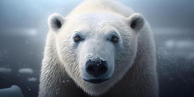 Close Up of Polar Bear's Face, the King of Arctic Predators. photo