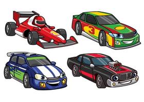 cartoon sport racing car set vector