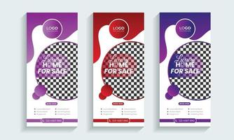 Home Sale Real Estate roll up banner or cover design template vector