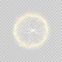 Electric ball and lightning strikes. Lightning flash light thunder spark effect. vector