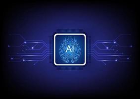 Brain circuit and microchip on technology background. vector