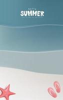 Blue sea and beach summer vertical banner background with abstract ripple vector