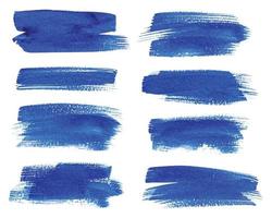 Set of blue paintbrush. Ink stroke brush. Vector illustration isolated on white