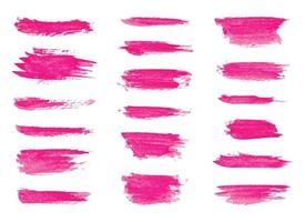 Set of pink paint brush. Ink stroke brush. Vector illustration isolated on white