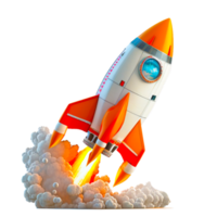 3d space rocket render with transparent background png