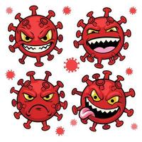 set cartoon of corona virus character vector